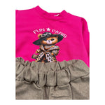 FUN PARIS completo 2 pezzi felpa-pantalone bicolore Fuxia per Neonata 0061 FUXIA FUN PARIS 