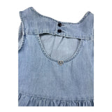 Please Abit Giromanica Tinta Unita In Denim Azzurro per Neonata