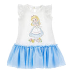 Monnalisa Abito Mezza Manica Tinta Unita con Gonna Tulle per Neonata 39E905 BIANCO/AZZURRO MONNALISA 