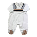 La Sartoria Dei Piccoli Tutina Tinta Unita con Stampa E Colletto per Neonato LTB3021 BIANCO LA SARTORIA DEI PICCOLI 