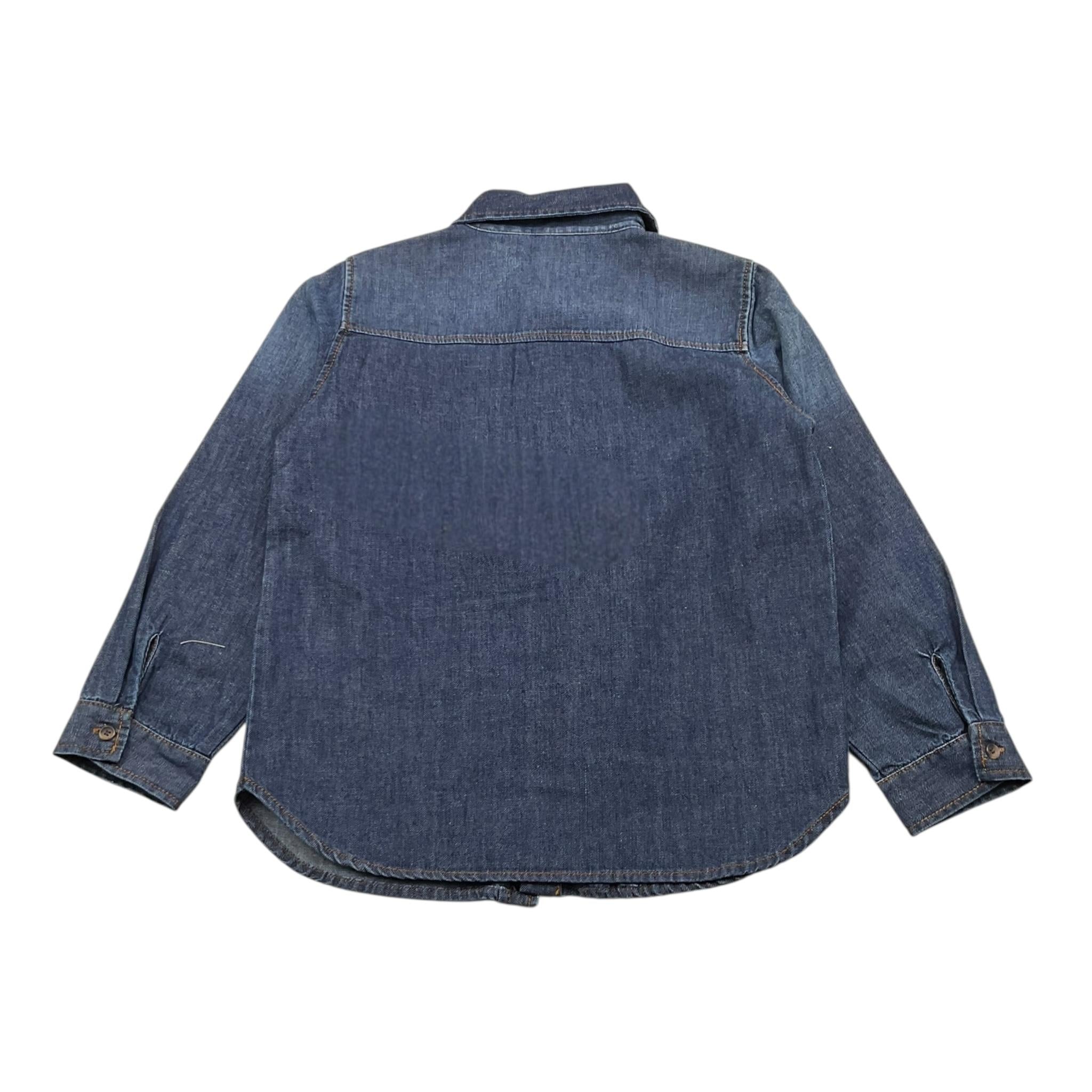 ZHOE & TOBIAH camicia in denim tinta unita con cuciture in contrasto Blu per Bambino DI3 BLU ZHOE & TOBIAH 