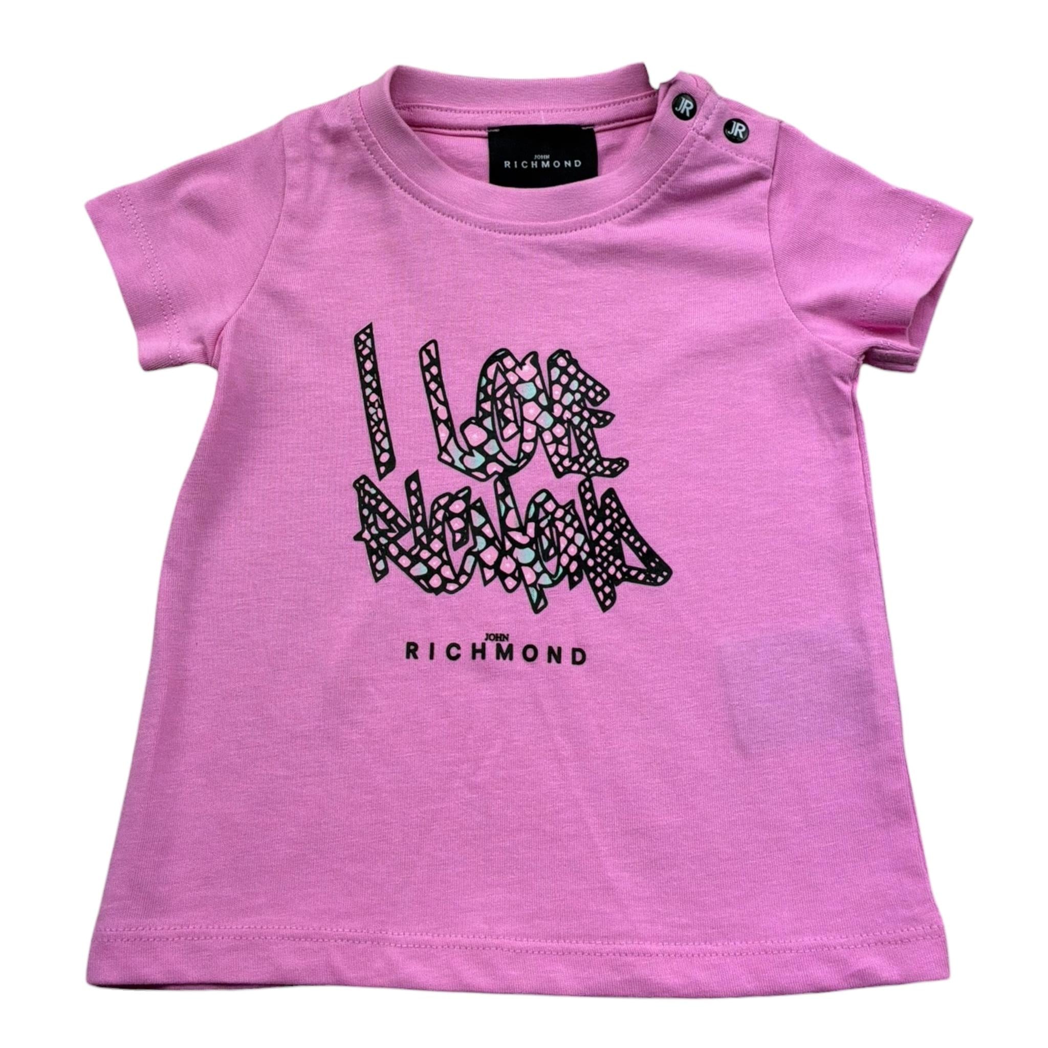 John Richmond T-Shirt Girocollo Tinta Unita con Logo per Neonata RIP26057TS ROSA JOHN RICHMOND 
