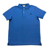 U.S. Pollo Assn Polo Tinta Unita Con Logo E Bottoni Blu Per Bambino