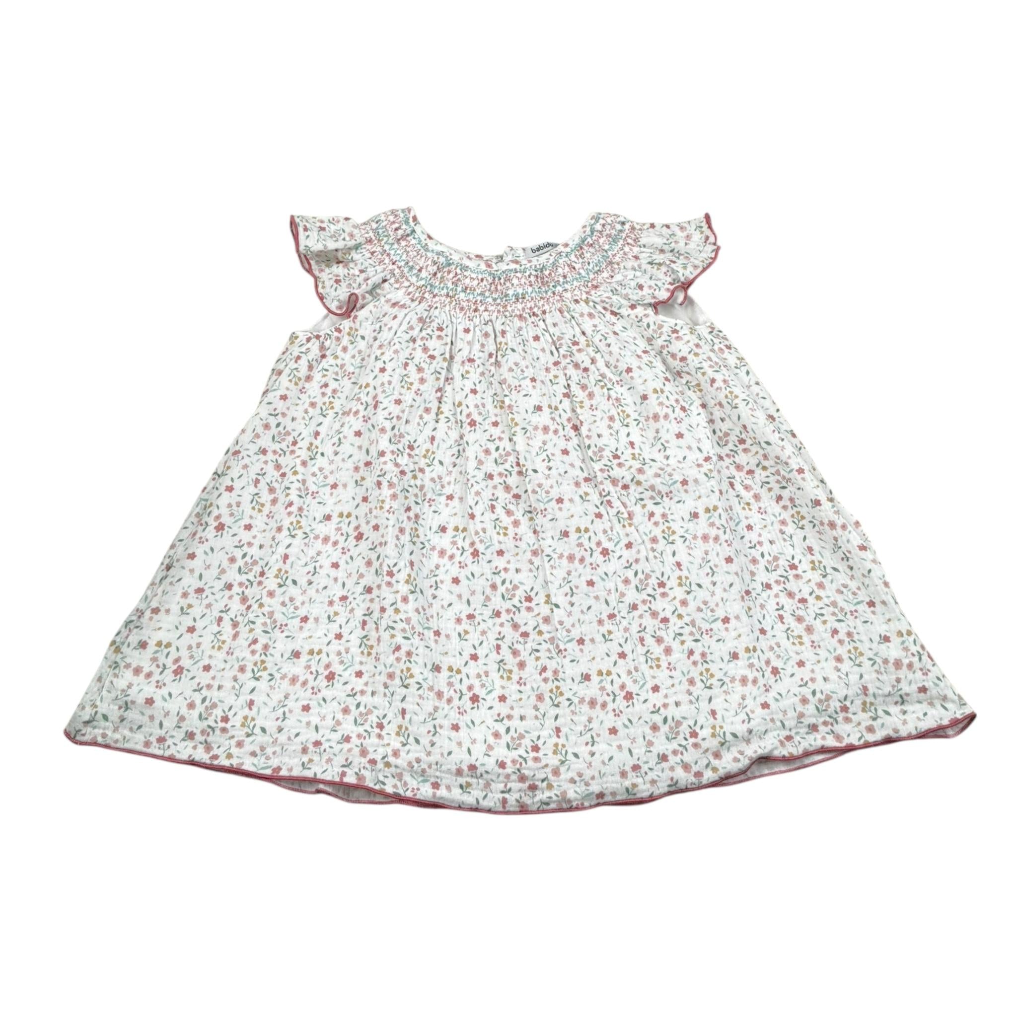 Babidu Abito Tinta Unita con Stampa per Neonata 90406 BIANCO BABIDU 