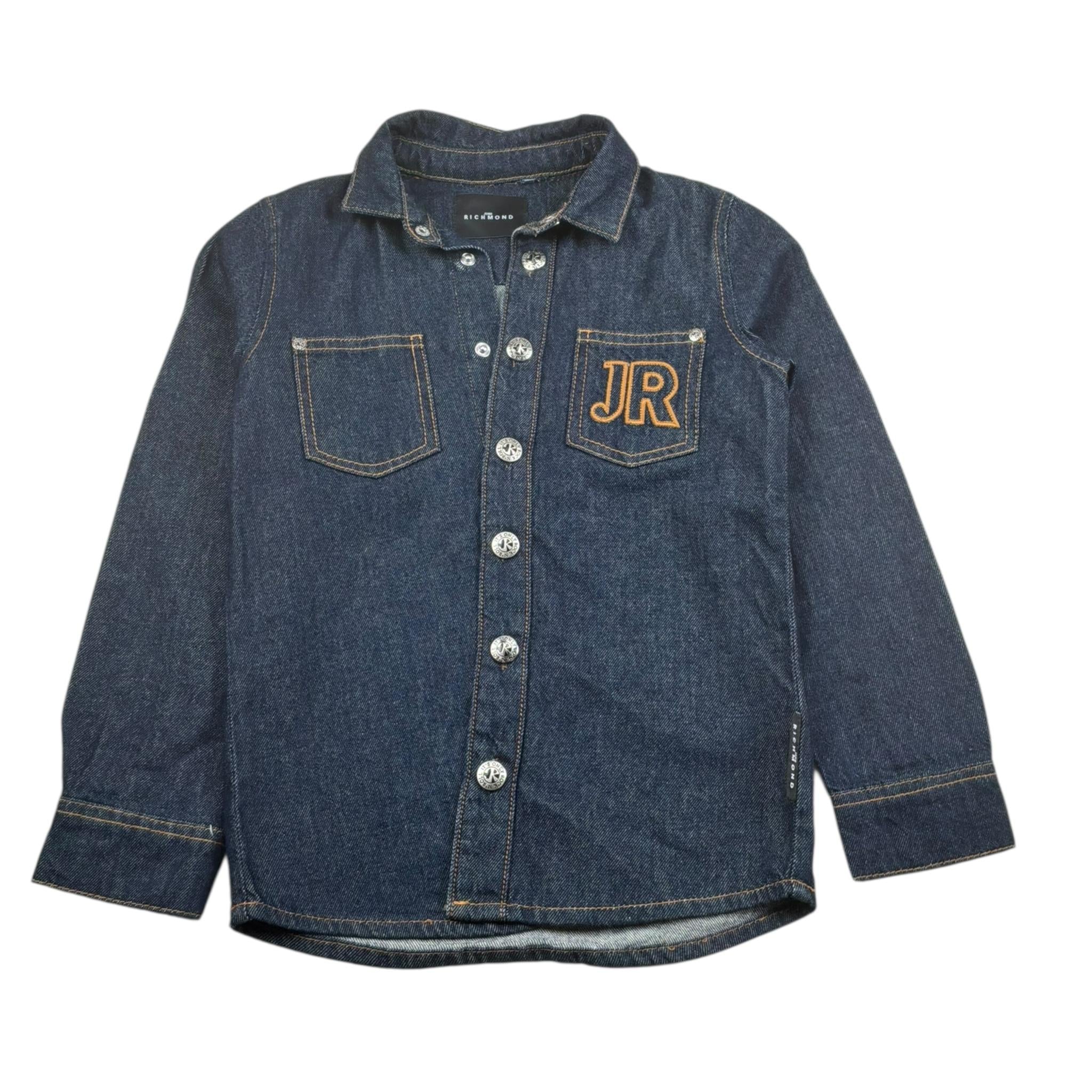 John Richmond Camicia Tinta Unita con Stampa In Denim per Bambino EBP26209CA BLU JOHN RICHMOND 