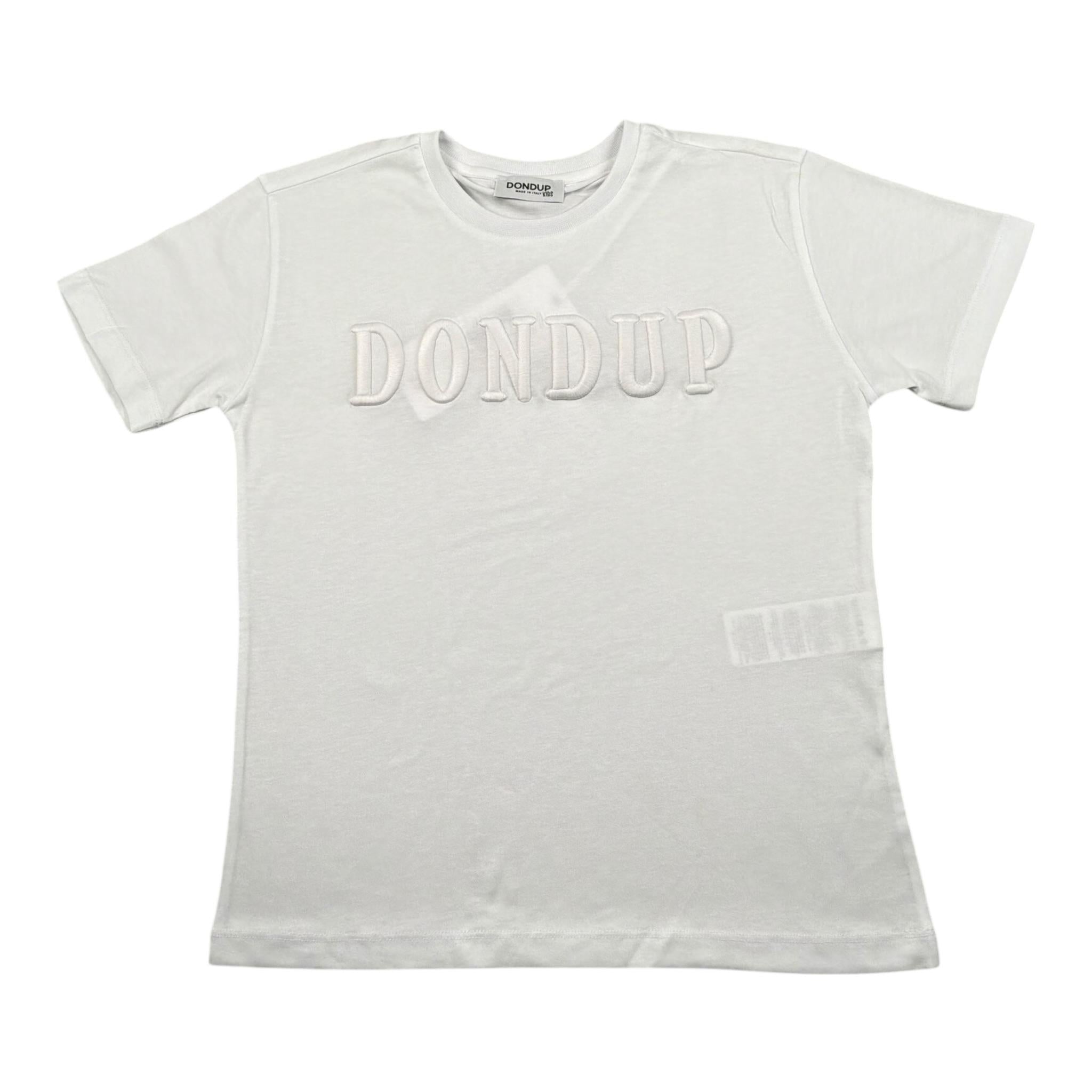 Dondup T-Shirt Girocollo Tinta Unita con Stampa per Bambina DMTS037X BIANCO DONDUP 