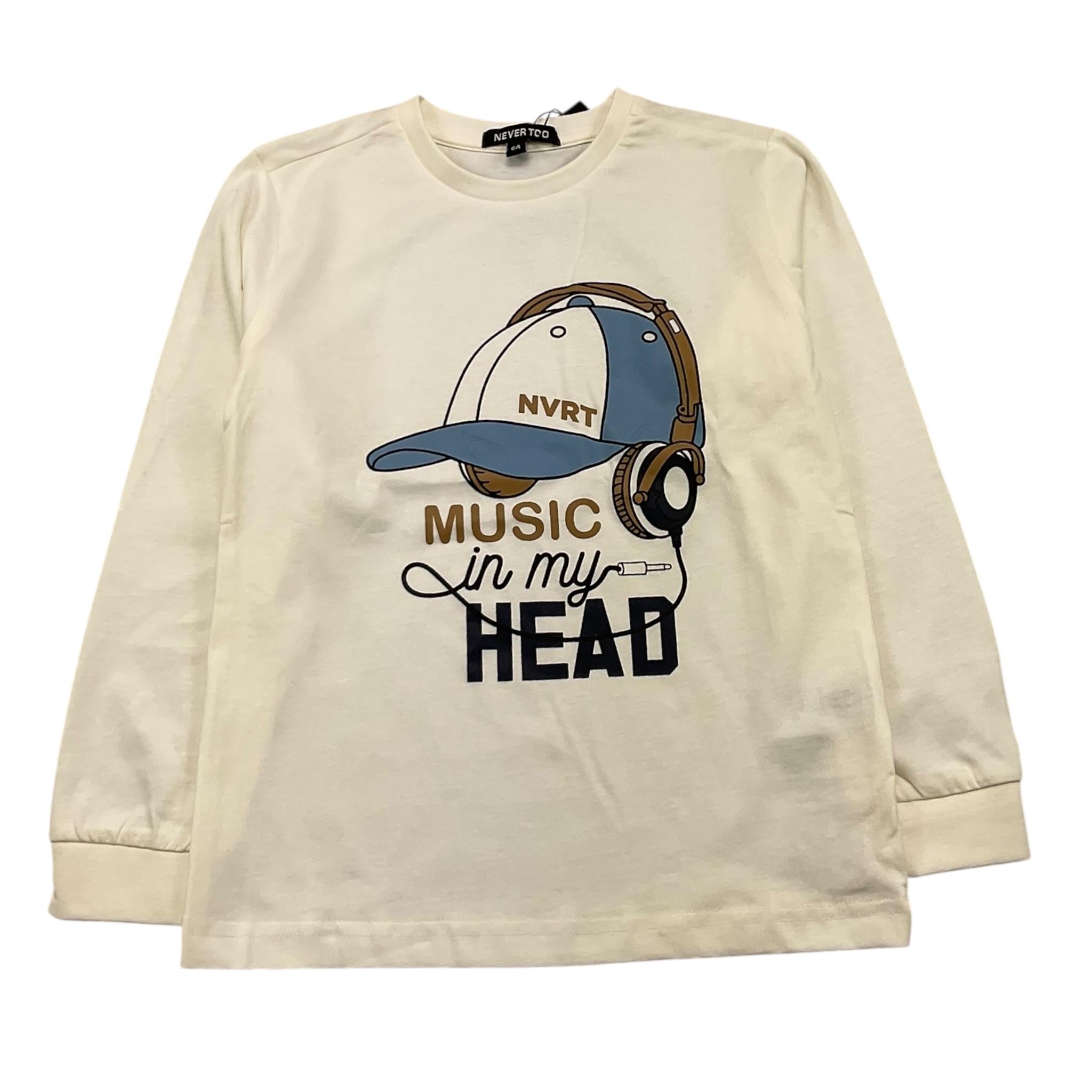 NEVER TOO shirt girocollo tinta unita con stampa in contrasto Panna per Bambino NT2219BX PANNA NEVER TOO 