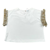 Magil T-Shirt Tinta Unita con Frange per Bambina FN26165J BIANCO MAGIL 