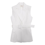 Vicolo Gilet Tinta Unita Con Cintura Bianco Per Bambina