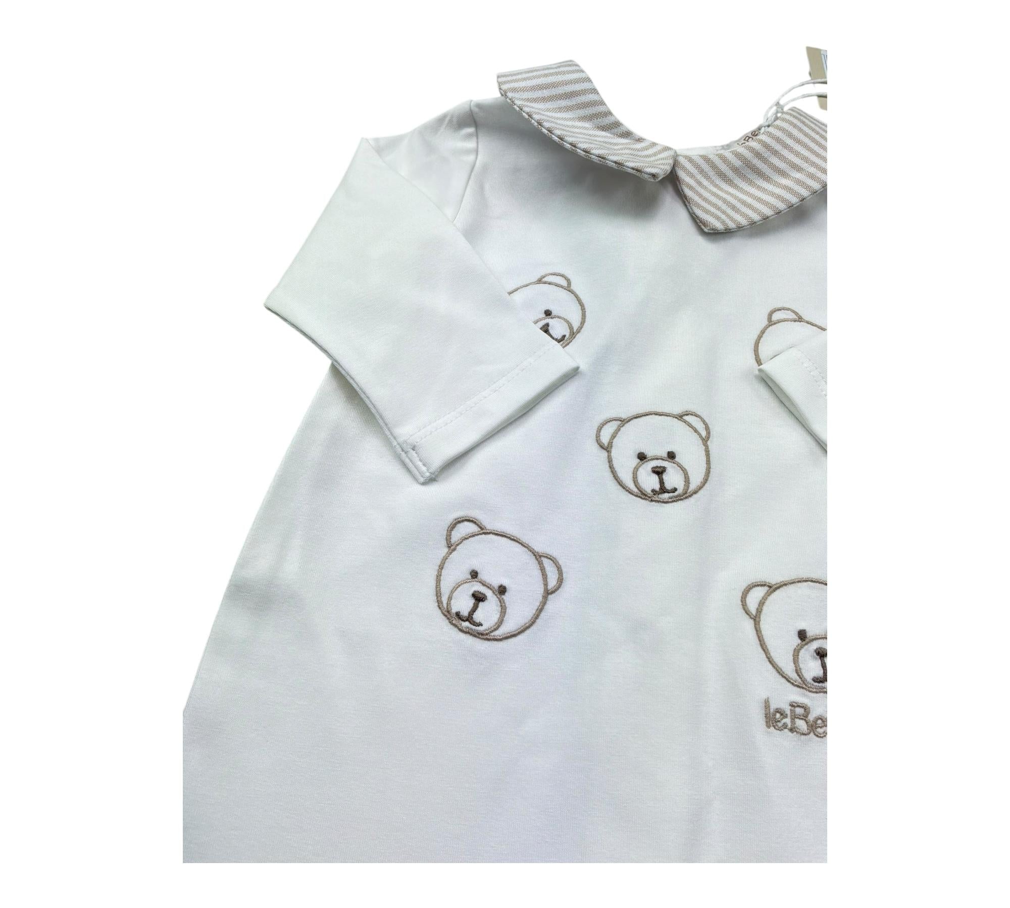 Le Bebe Tutina Manica Lunga Tinta Unita con Ricami per Neonato LBB5277 BIANCO LE BEBE 