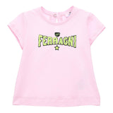 Chiara Ferragni T-Shirt Girocollo Tinta Unita Con Stampa Rosa Per Neonata