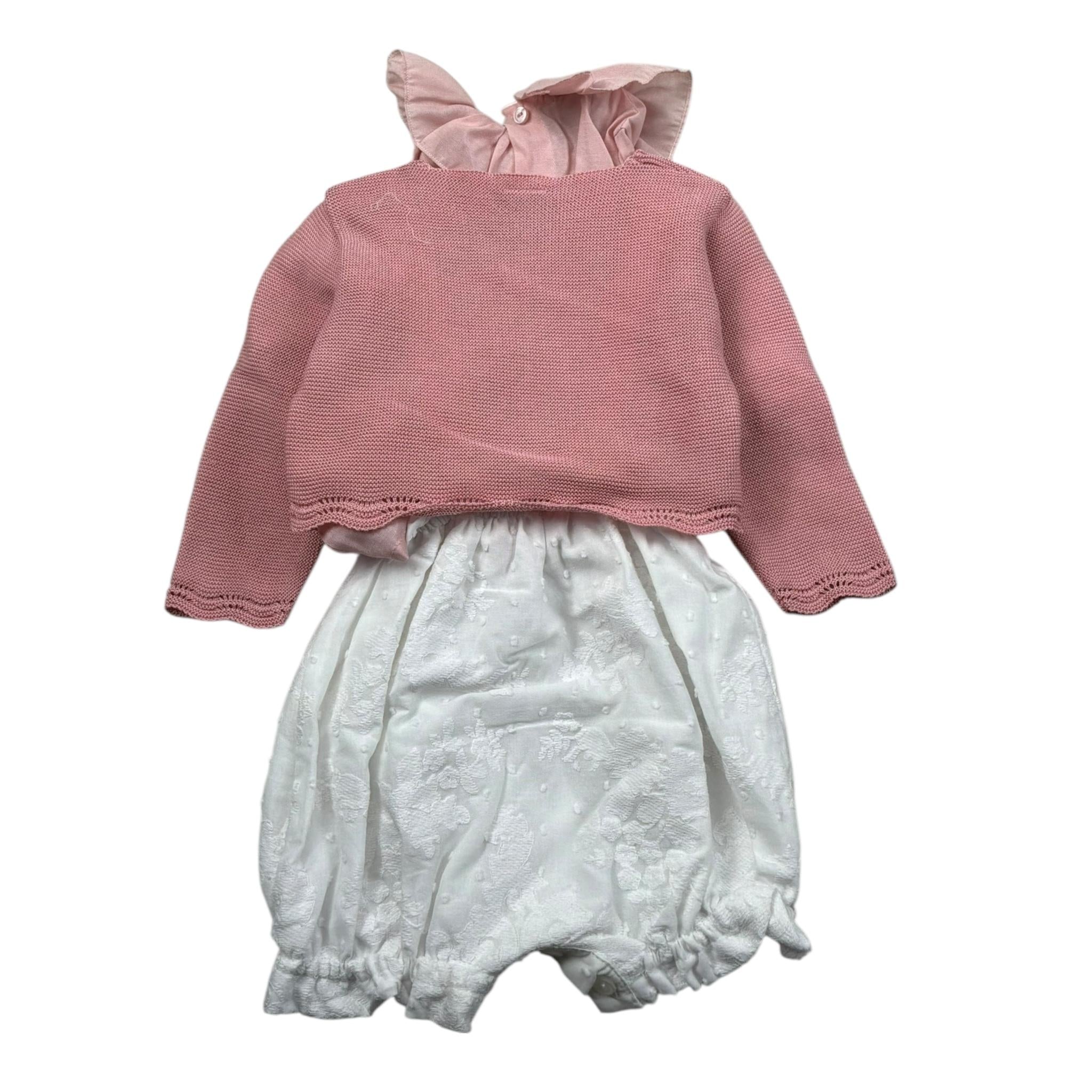 Marlu' Completo 3 Pezzi Camicia-Pagliaccetto-Cardigan per Neonata EP2860 ROSA MARLU' 
