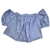 Lu Lu By Miss Grant Top Mezza Manica Tinta Unita Azzurro Per Bambina