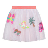 Billieblush Gonna Tinta Unita con Tulle e Paillettes Bianco per Bambina
