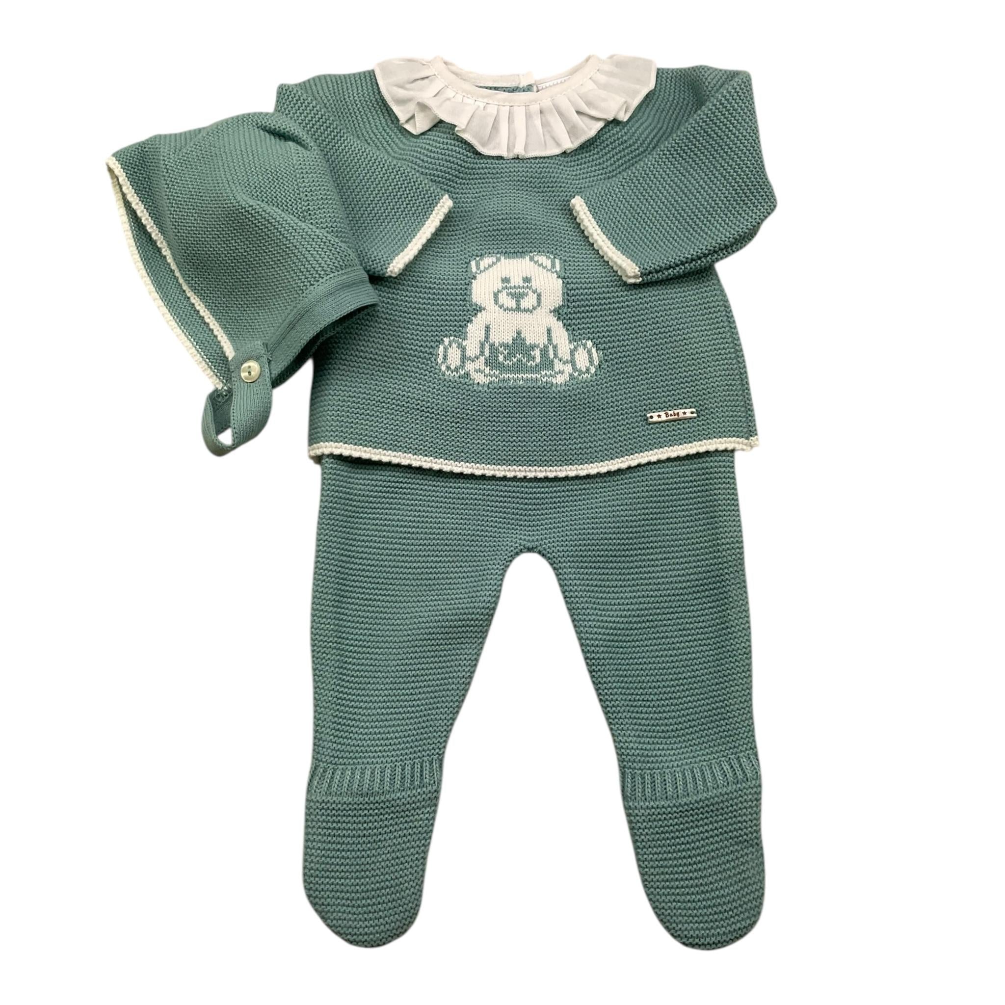 VALENTINA BEBES completo 3 pezzi maglia-ghettina-cappello Verde per Neonata HOW27 VERDE VALENTINA BEBES 