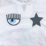 Chiara Ferragni T-Shirt Girocollo Tinta Unita Con Stampa Bianco Per Neonata