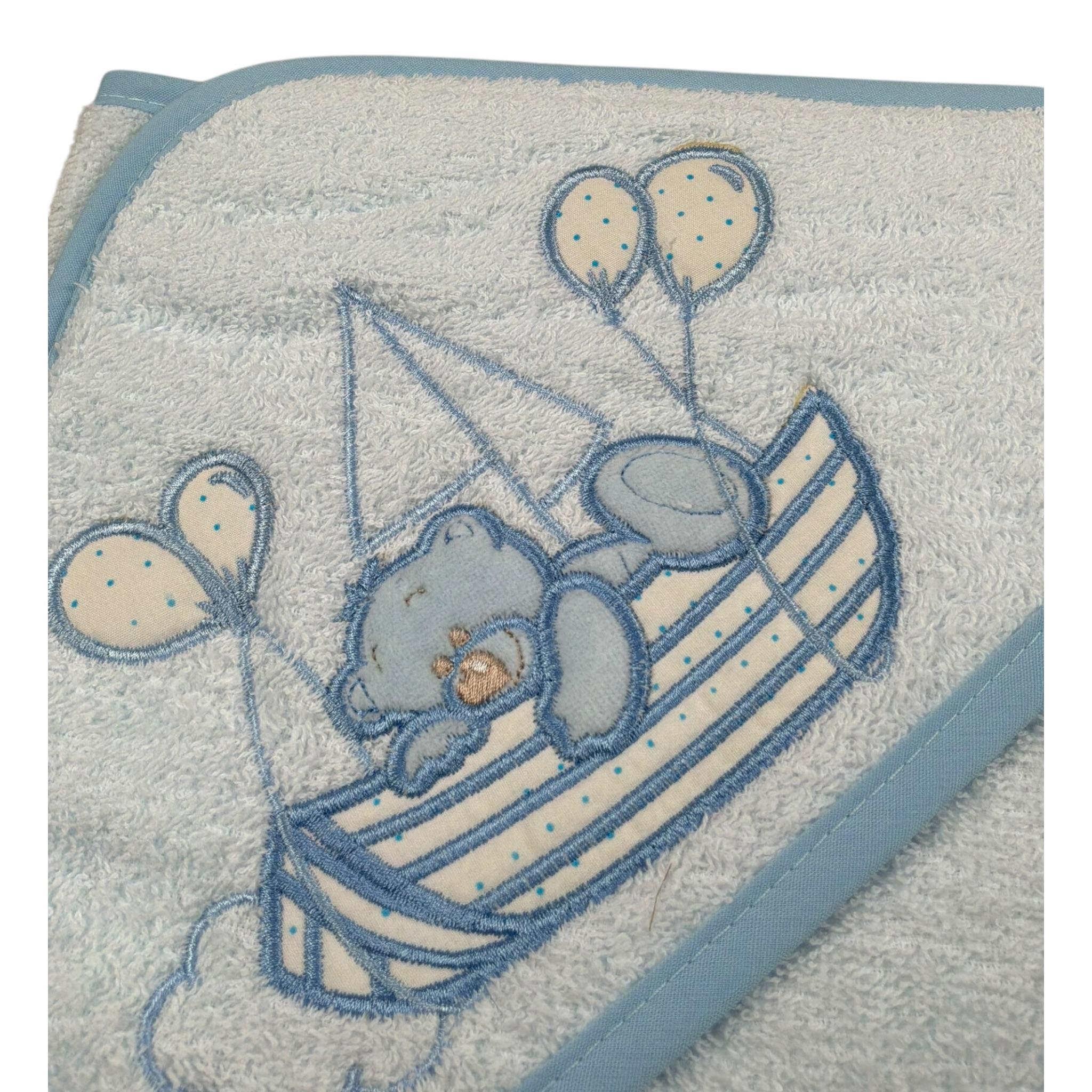 Nancy Baby Accappatoio Tinta Unita con Stampa per Neonato 19577 AZZURRO NANCY BABY 