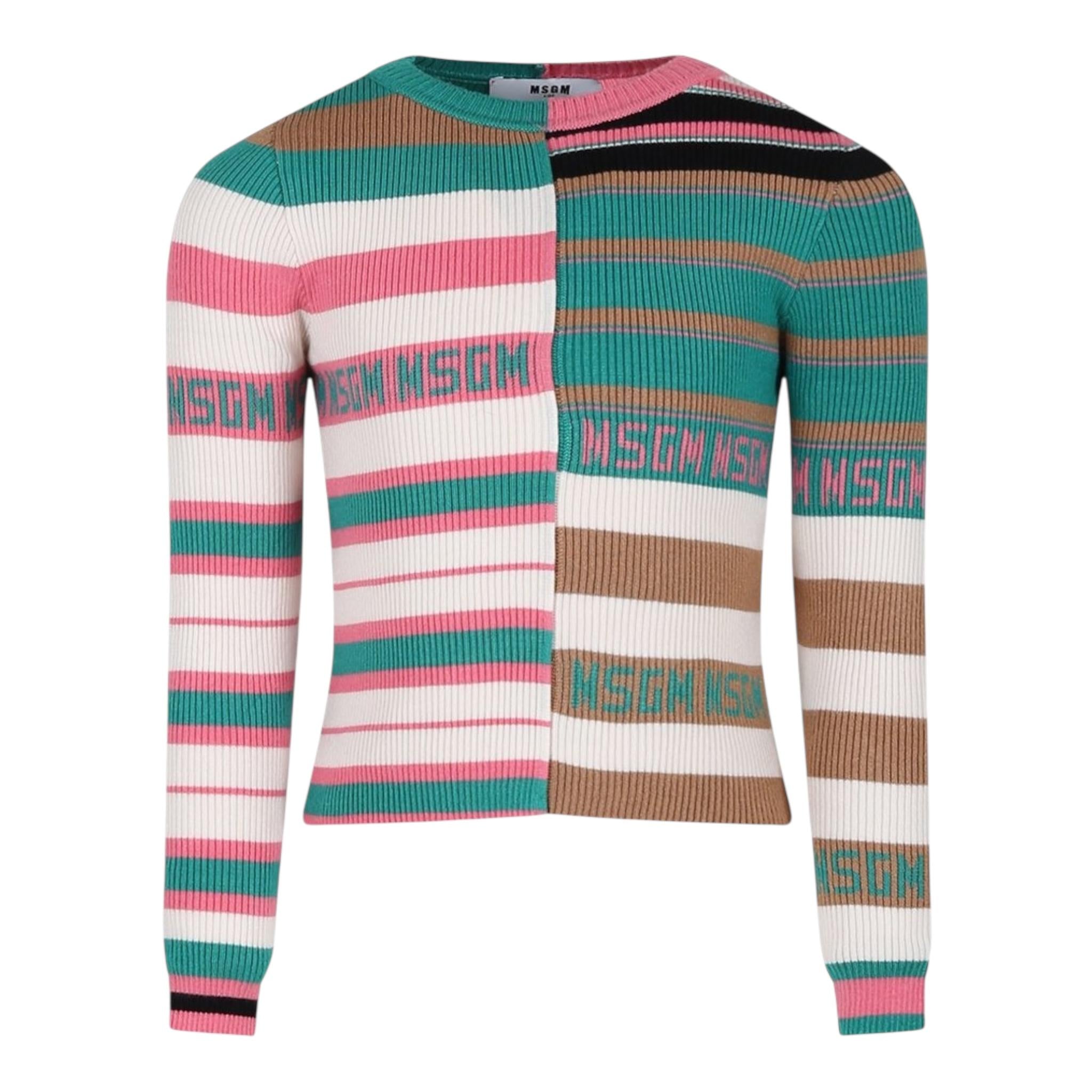 MSGM maglia multicolor girocollo con fantasia a righe Multicolor per Bambina F4MSJGJP193 MULTICOLOR MSGM 