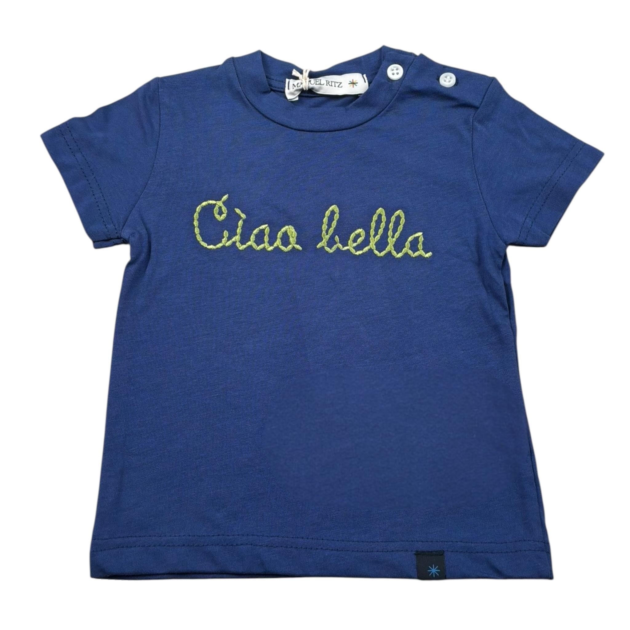 Manuel Ritz T-Shirt Tinta Unita On Stampa per Neonato MR2656 BLU MANUEL RITZ 