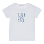 Liu Jo T-Shirt Girocollo Tinta Unita con Brillantini per Bambina KA5094XX BIANCO LIU JO 
