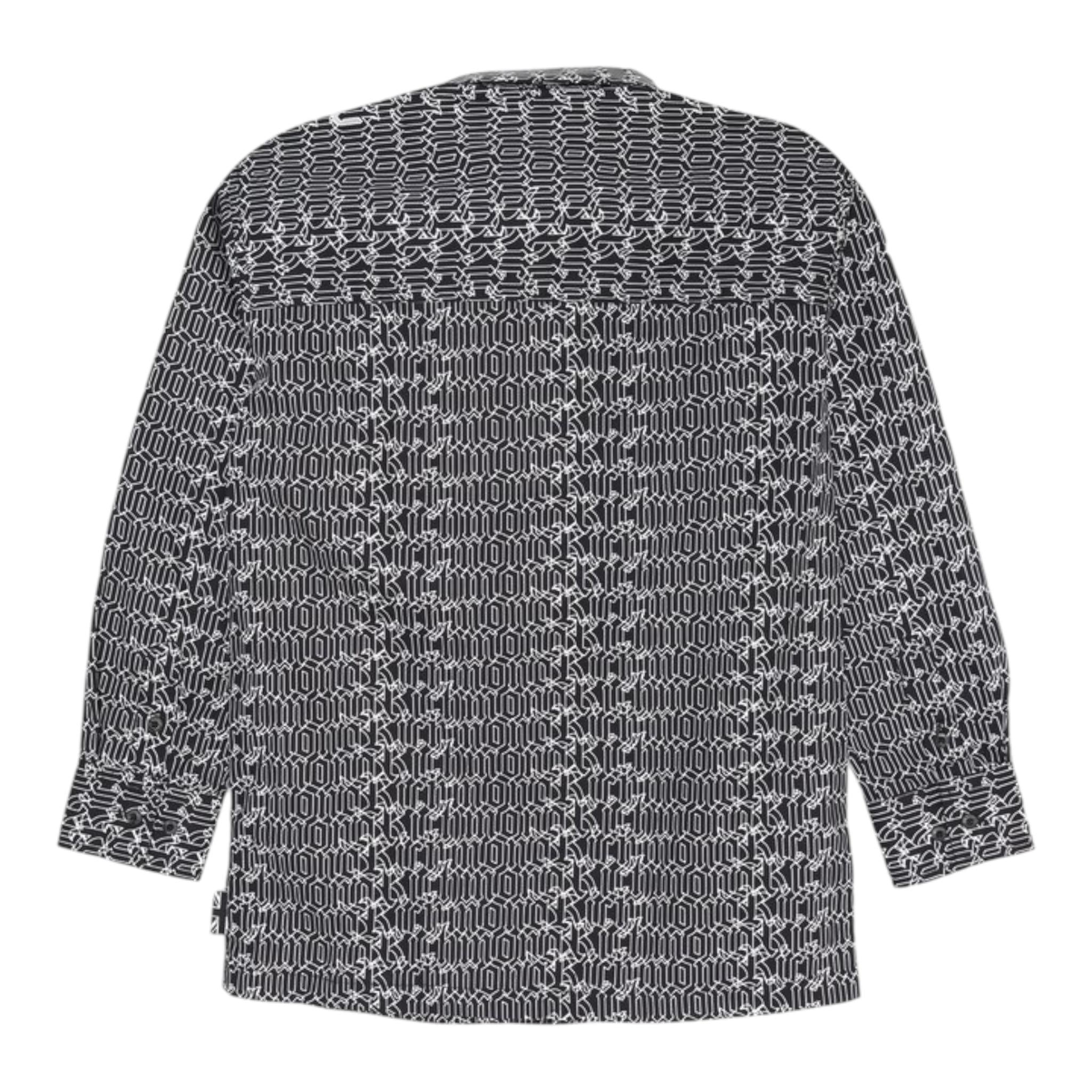 John Richmond Camicia Manica Lunga Tinta Unita con Stampe Logo per Bambino RIP25076CAJ NERO JOHN RICHMOND 