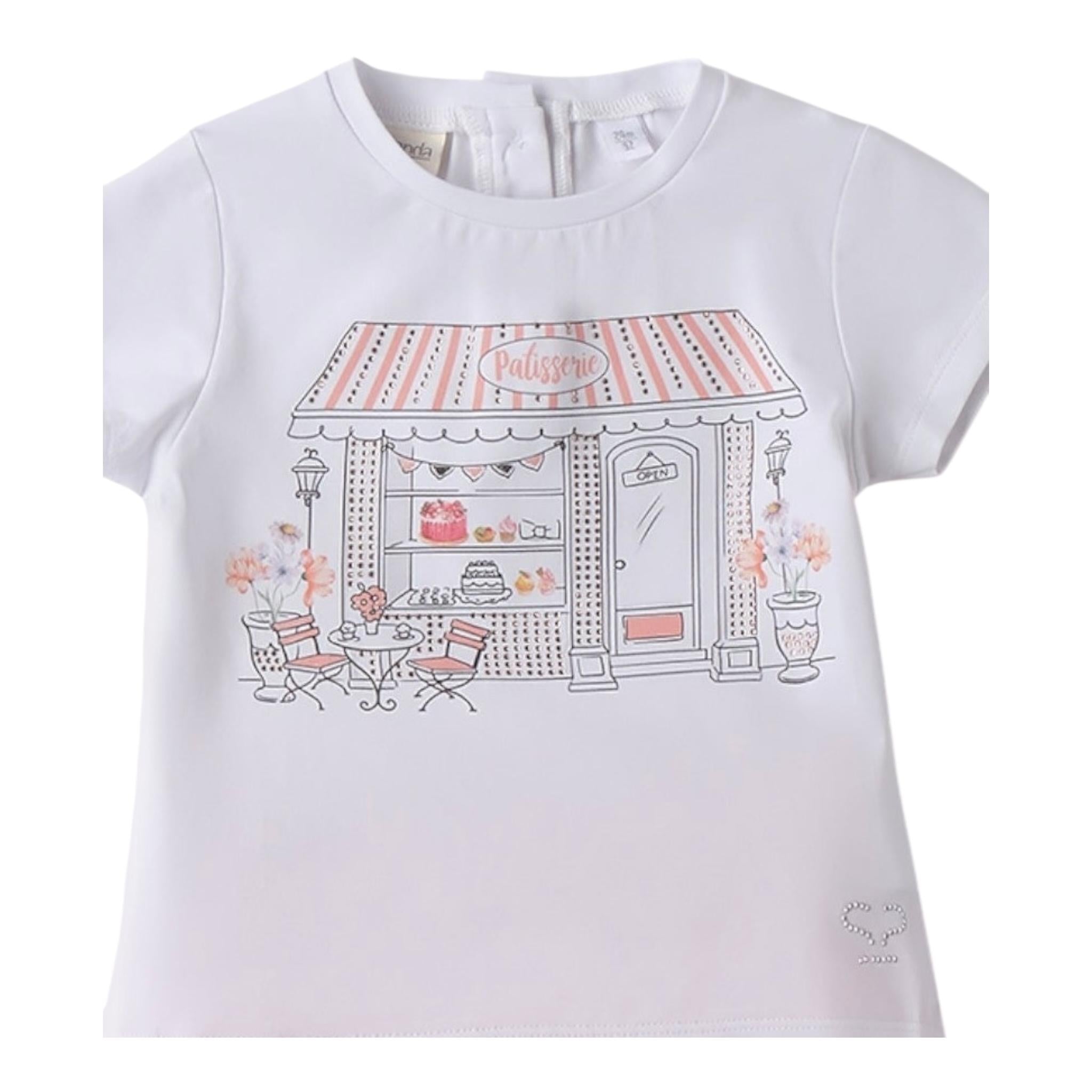 Sarabanda Completo 2 Pezzi T-Shirt-Short  per Neonata 0B351 BIANCO/SALMONE SARABANDA 