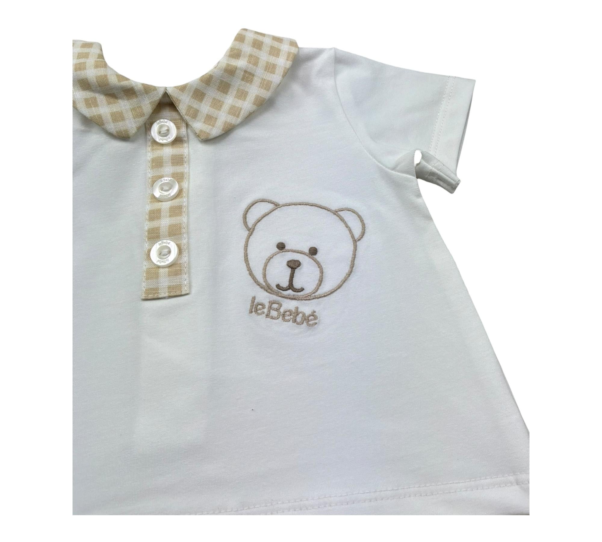 Le Bebe Pagliaccetto Mezza Manica Bicolore per Neonato LBB5280 BIANCO/BEIGE LE BEBE 