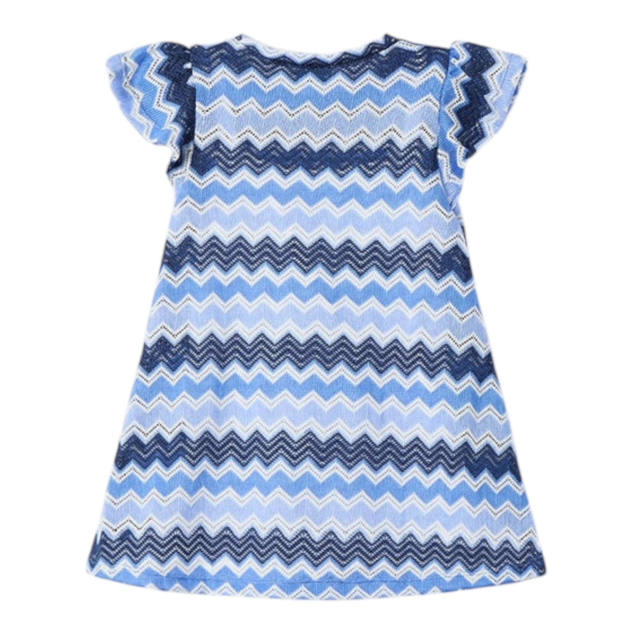 Mayoral Abito Tinta Unita con Fantasia Mezza Manica per Bambina 3926 BLU MAYORAL 