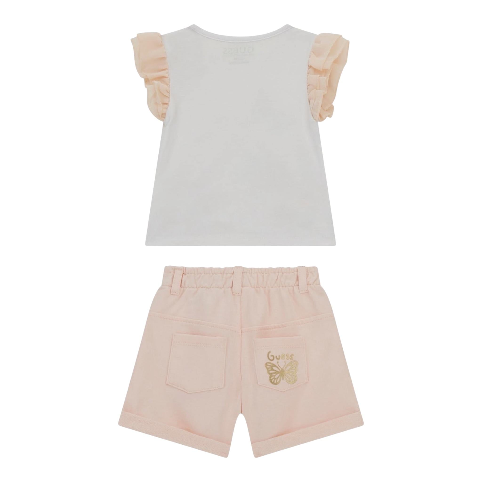 Guess Completo 2 Pezzi T-Shirt-Short Bicolore per Neonata A5RG14K6YW4 BIANCO/ROSA GUESS 