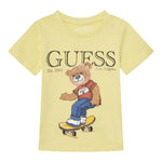 Guess T-Shirt Girocollo Tinta Unita con Stampa per Neonato N5GI04K8HM4 GIALLO GUESS 