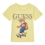 Guess T-Shirt Girocollo Tinta Unita con Stampa per Neonato N5GI04K8HM4 GIALLO GUESS 