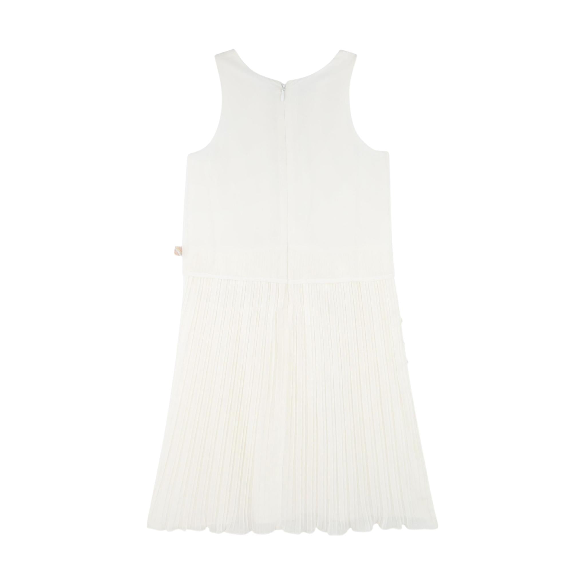 Billieblush Abito Tinta Unita con Fiori Giromanica per Bambina U21132J BIANCO BillIEBLUSH 