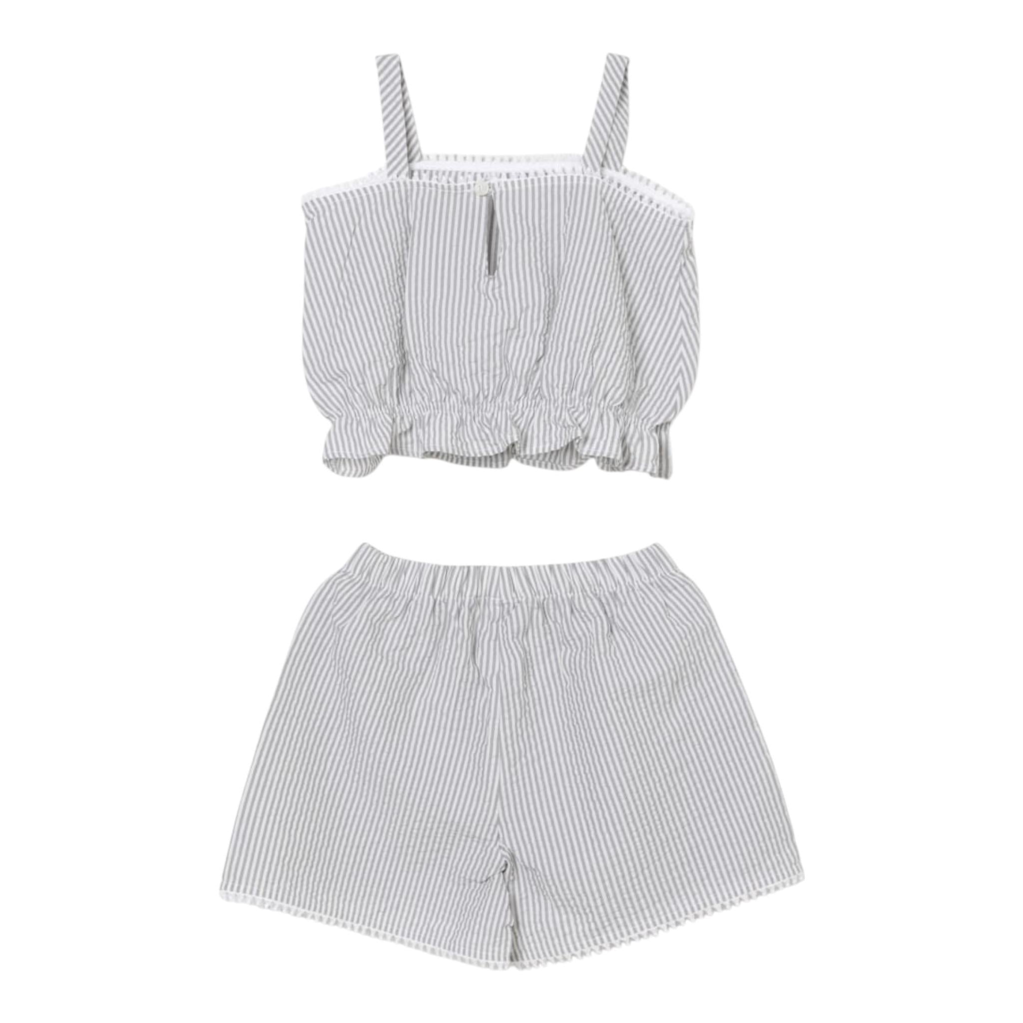Il Gufo Completo 2 Pezzi Top-Short Fantasia A Righe per Bambina P25DP546C10800 BIANCO/GRIGIO IL GUFO 