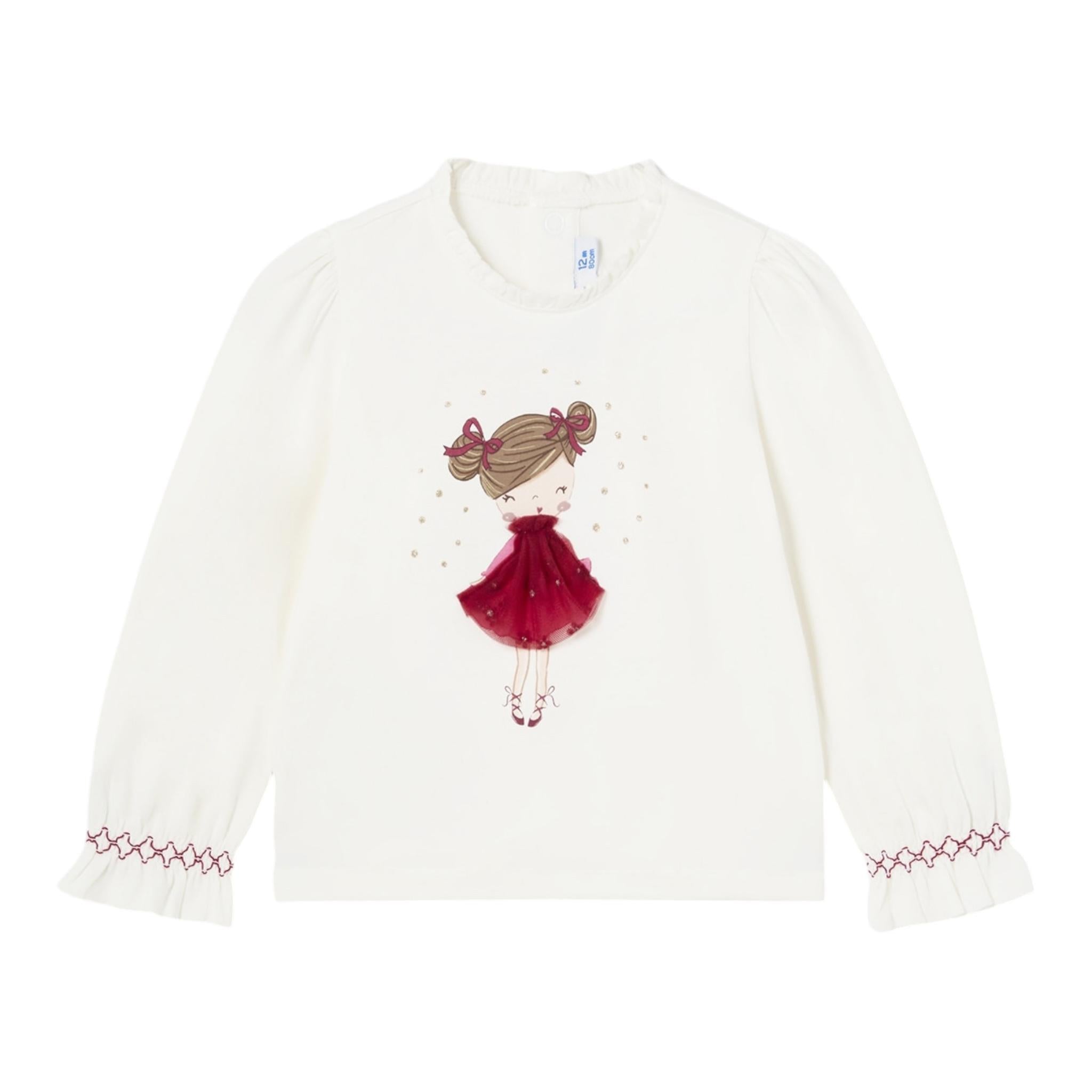 MAYORAL shirt girocollo tinta unita con stampa in contrasto Panna per Neonata 2048 PANNA MAYORAL 