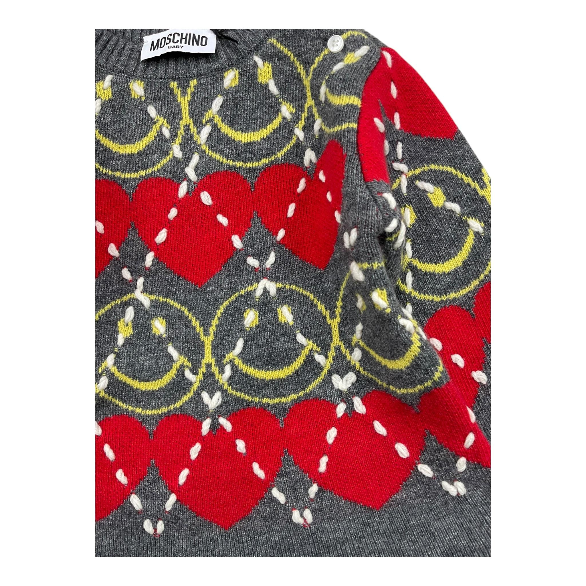 MOSCHINO abito in maglia tinta unita con fantasia Grigio per Neonata MDV0D2 GRIGIO MOSCHINO 