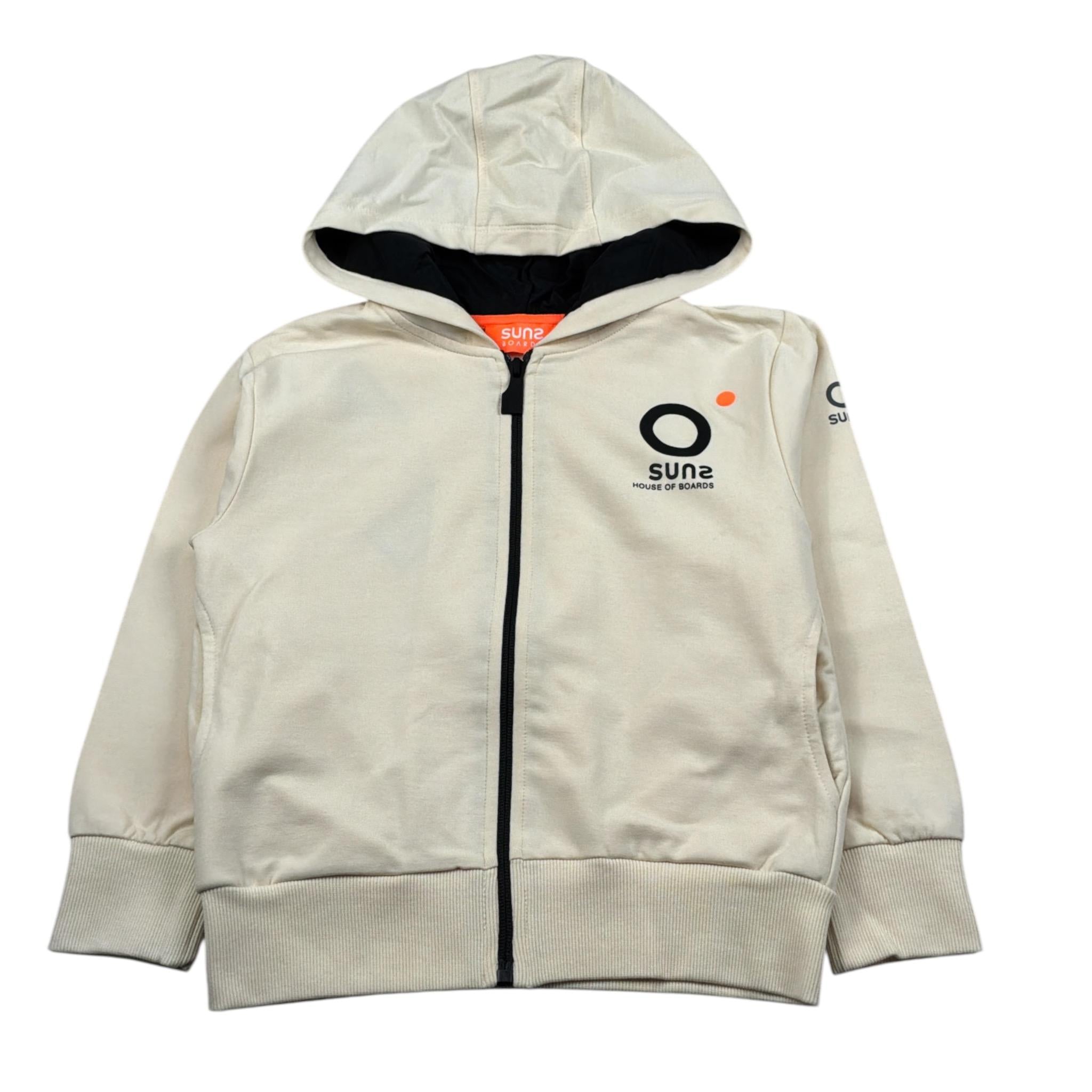 Suns Felpa tinta unita con Zip E Cappuccio Panna per Bambino MFS5104UX PANNA SUNS 