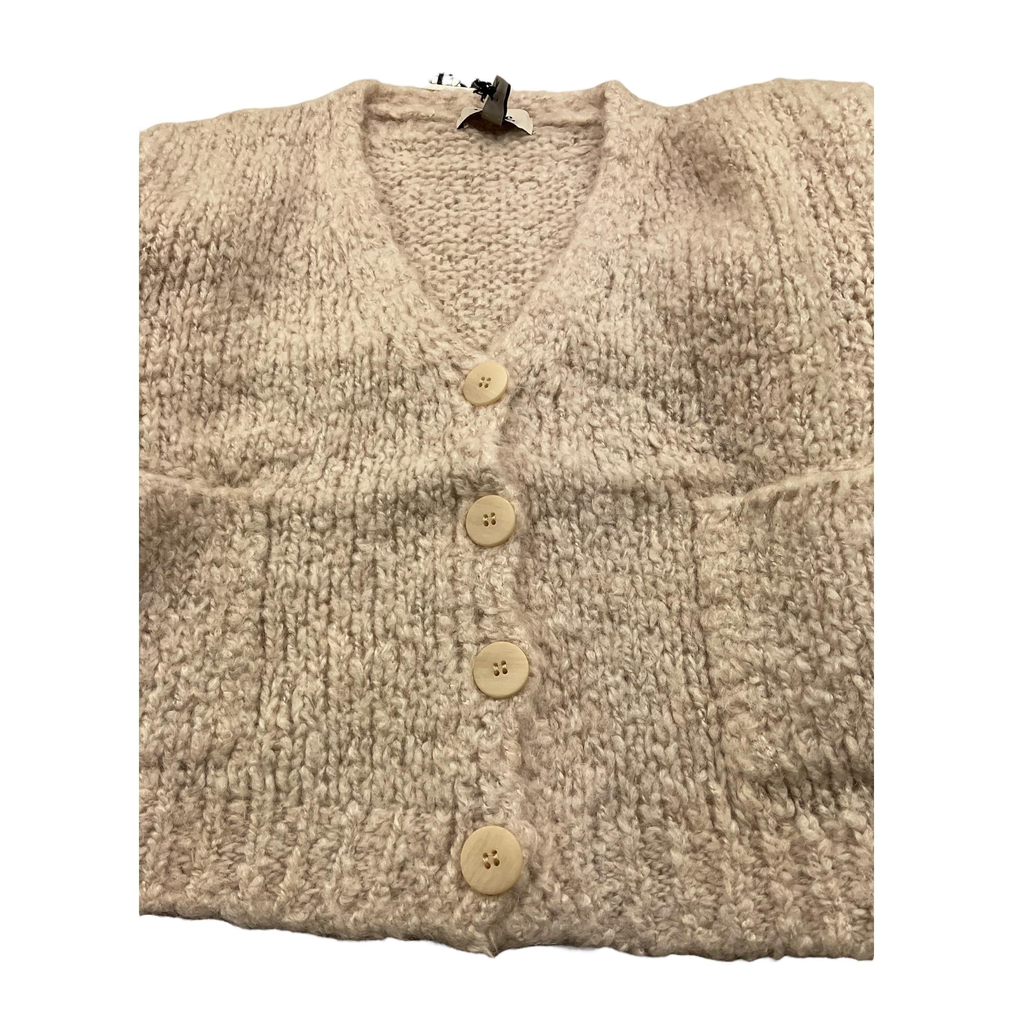 DIXIE cardigan tinta unita con tssche Panna per Bambina NB90230G56 PANNA DIXIE 