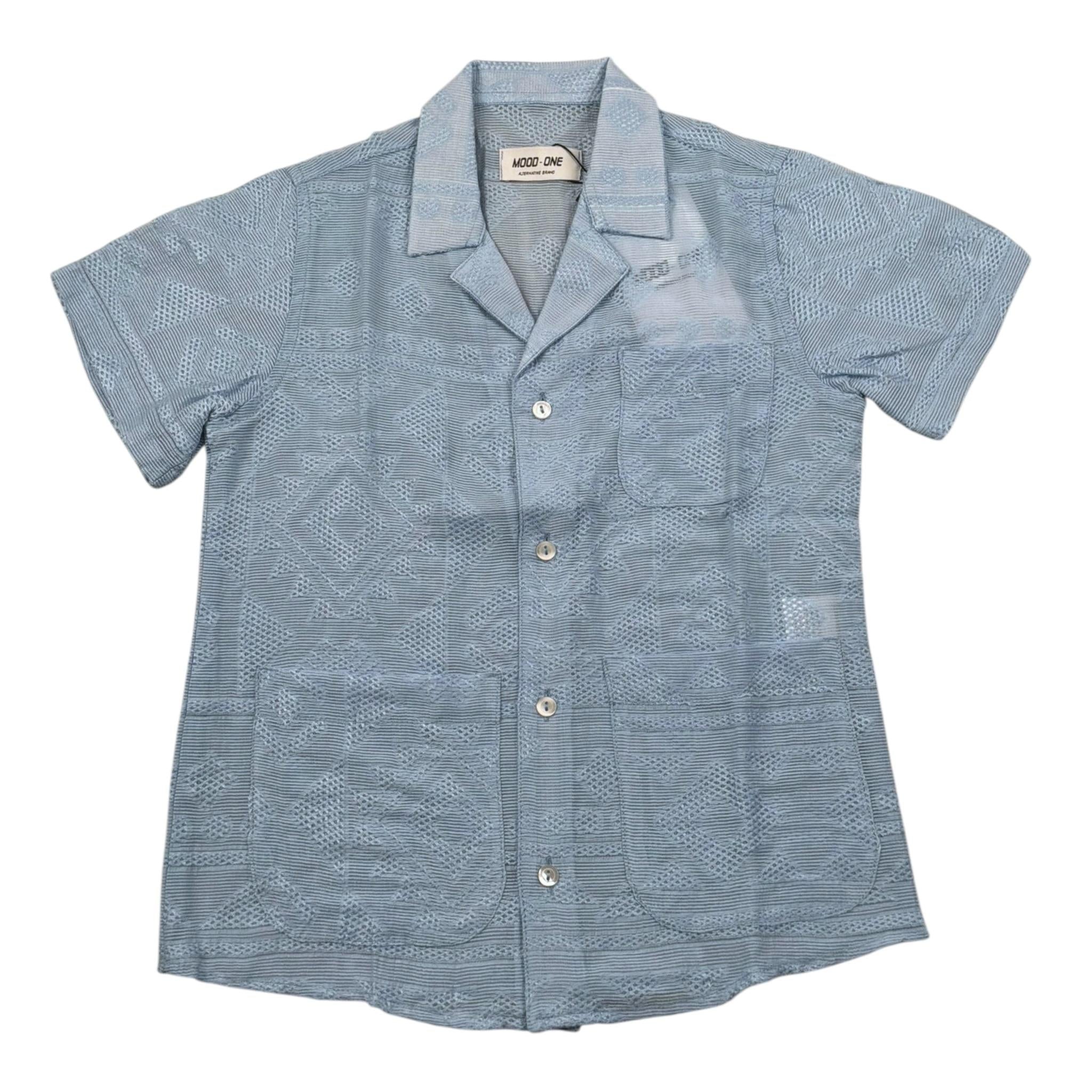 Mood_One Camicia Mezza Manica Tinta Unita con Ricami per Bambino 30199 AZZURRO MOOD_ONE 