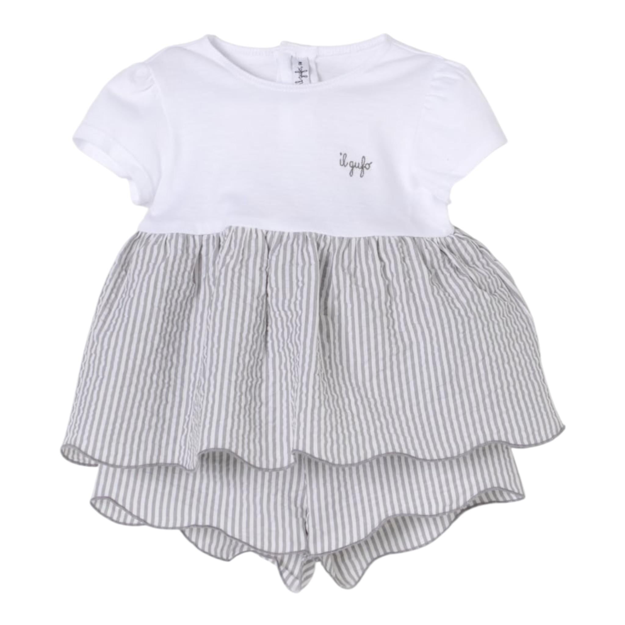 Il Gufo Completo 2 Pezzi T-Shirt-Short per Bambina P25DP386C1080X BIANCO/GRIGIO IL GUFO 