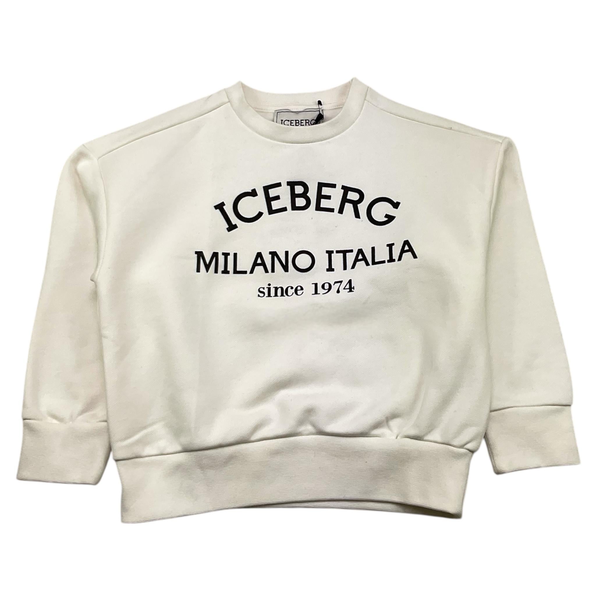 ICEBERG felpa chiusa girocollotinta unita con stampa logo Panna per Bambina MFICE5334JX PANNA ICEBERG 