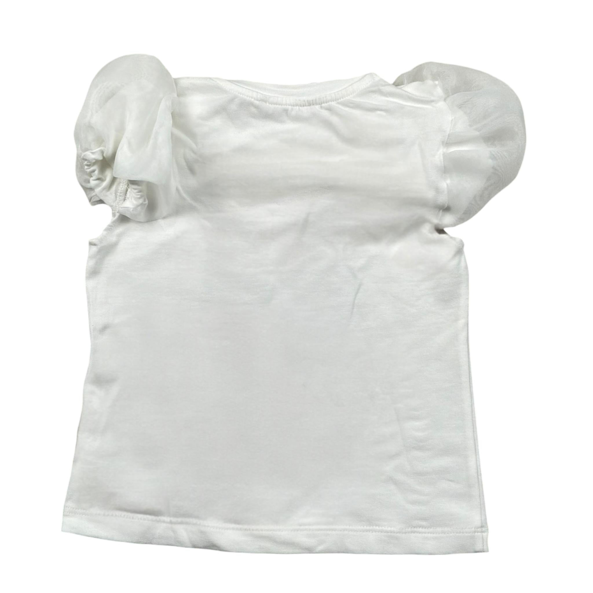 Miss Grant T-Shirt Girocollo tinta unita con Stampa Bianco per Bambina MG1358 BIANCO MISS GRANT 