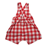 Petit Indi Salopette Bicolore con Fantasia A Quadri per Neonata SS25B2511 BIANCO/ROSSO PETIT INDI 