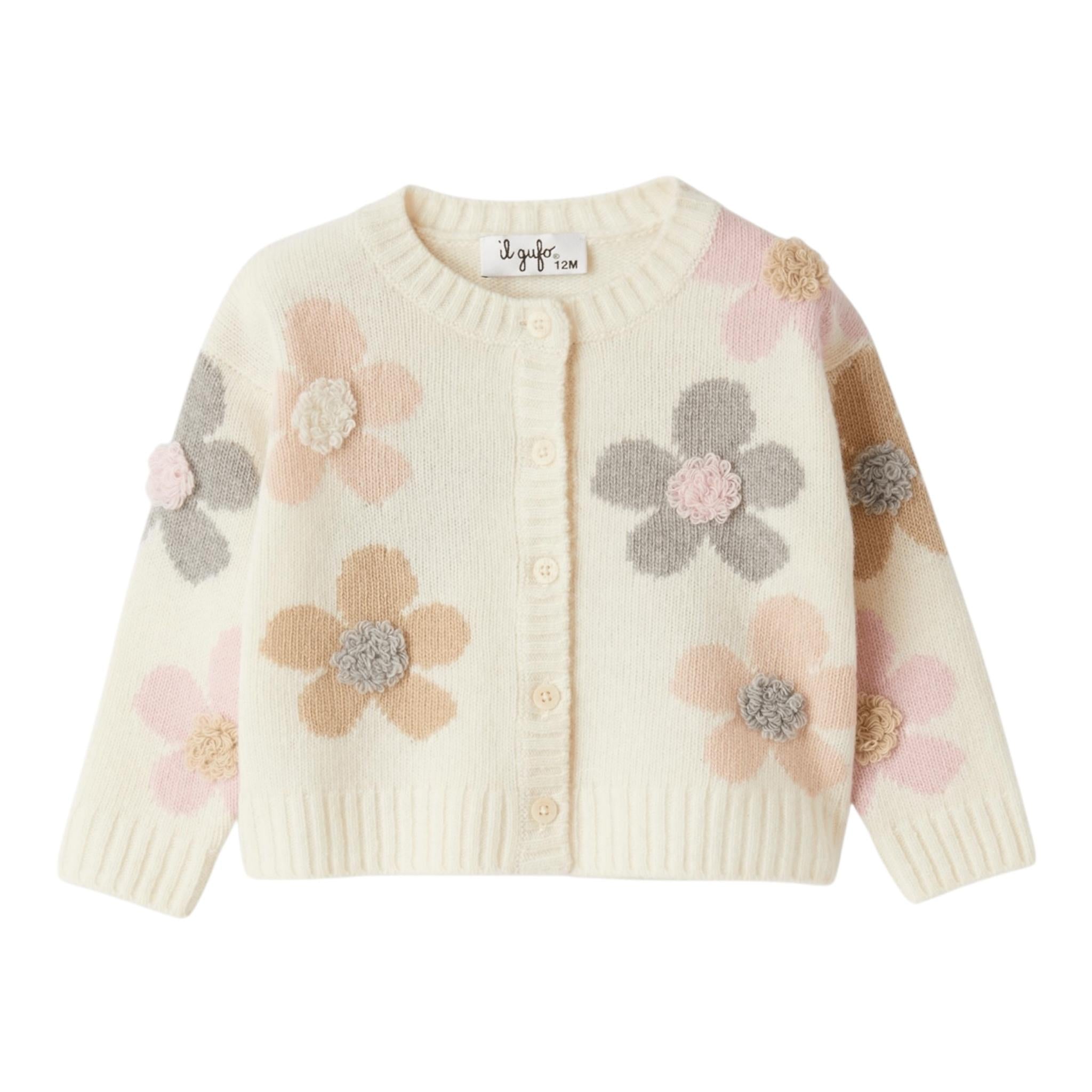 IL GUFO maglia girocollo tinta unita con ricami Panna per Neonata A24GF2438EM220N PANNA IL GUFO 