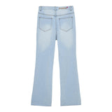 Pinko Jeans Tinta Unita Modello Zampa con Paillettes per Bambina KFPA007 AZZURRO PINKO 