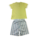 Chicco Completo 2 Pezzi T-Shirt-Bermuda Bicolore Verde/Azzurro Per Neonato