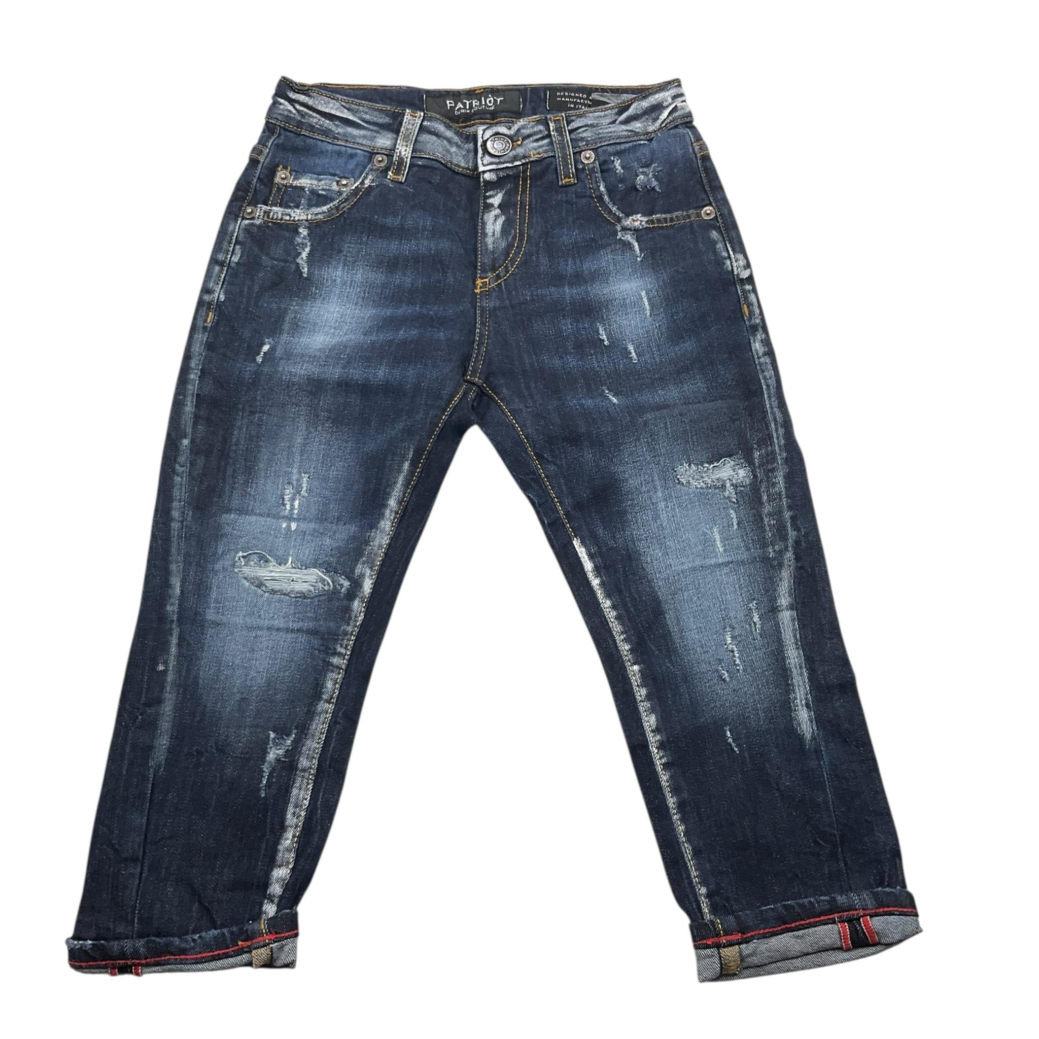 PATRIOT jeans tinta unita con strappi Blu per Bambino PB4F2WPBK10 BLU PATRIOT 