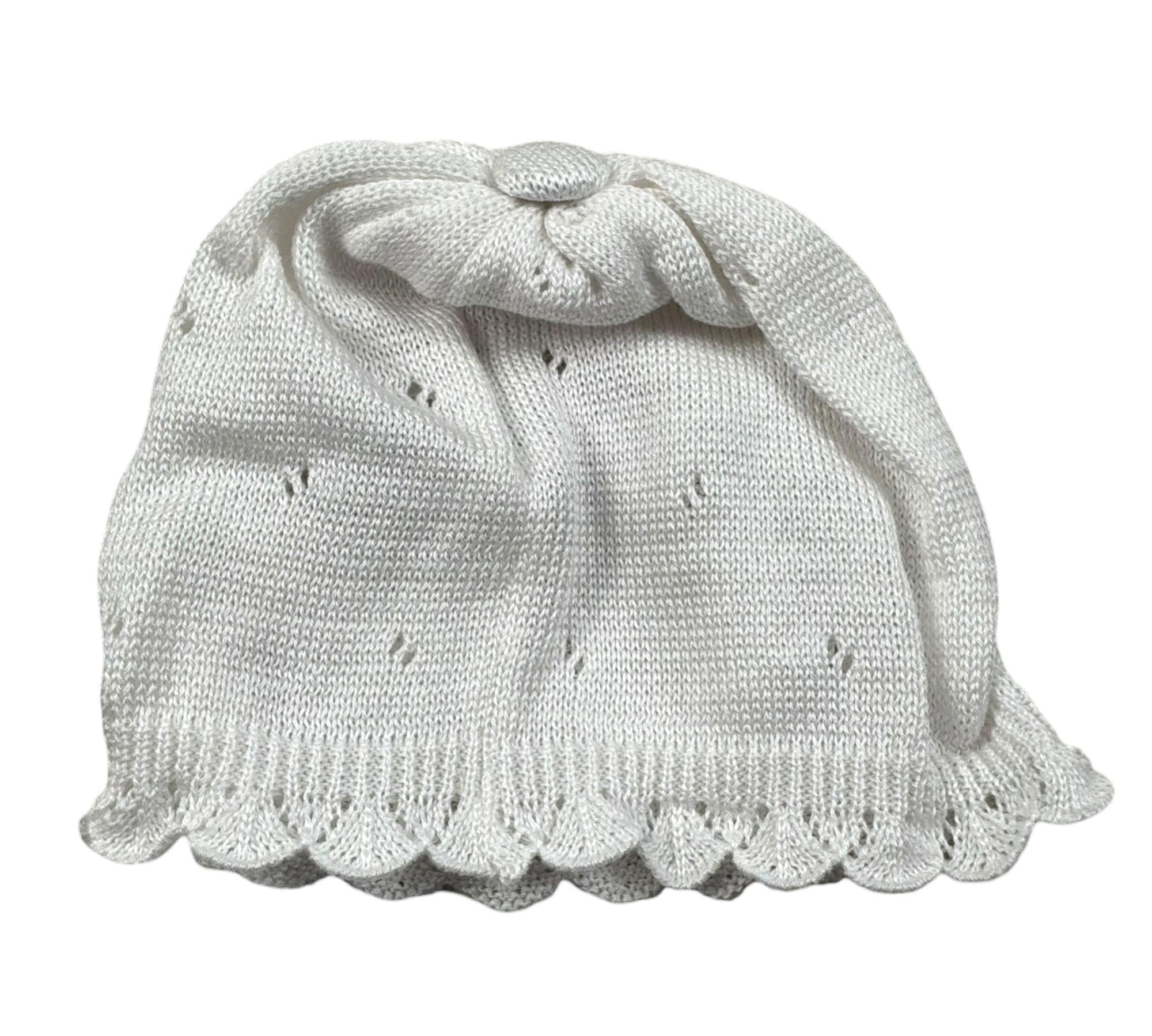 Marlu' Cappello Tinta Unita con Ricami per Neonata EP1271 BIANCO MARLU' 