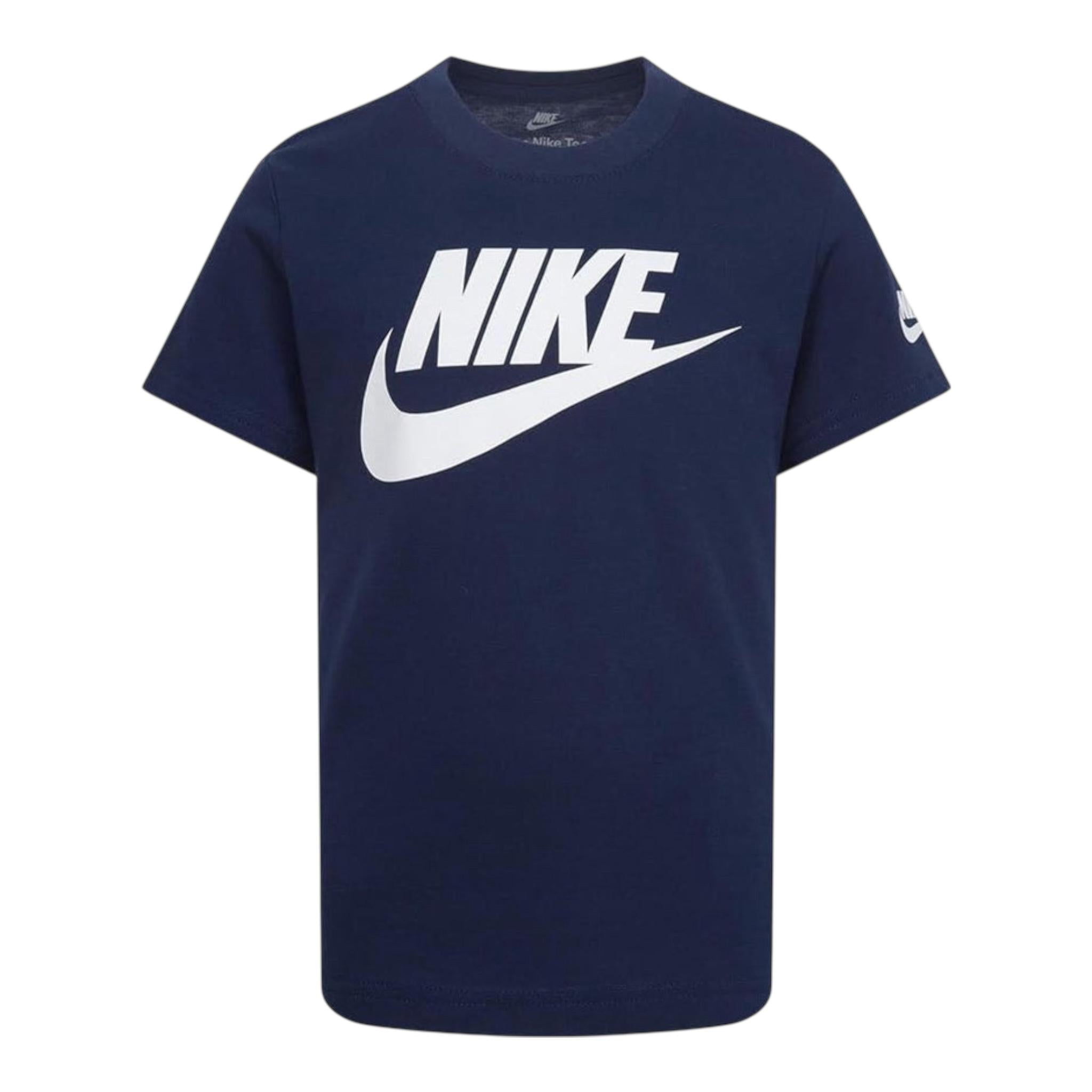 Nike T-Shirt Girocollo Tinta Unita con Logo per Bambino 86J575 BLU NIKE 