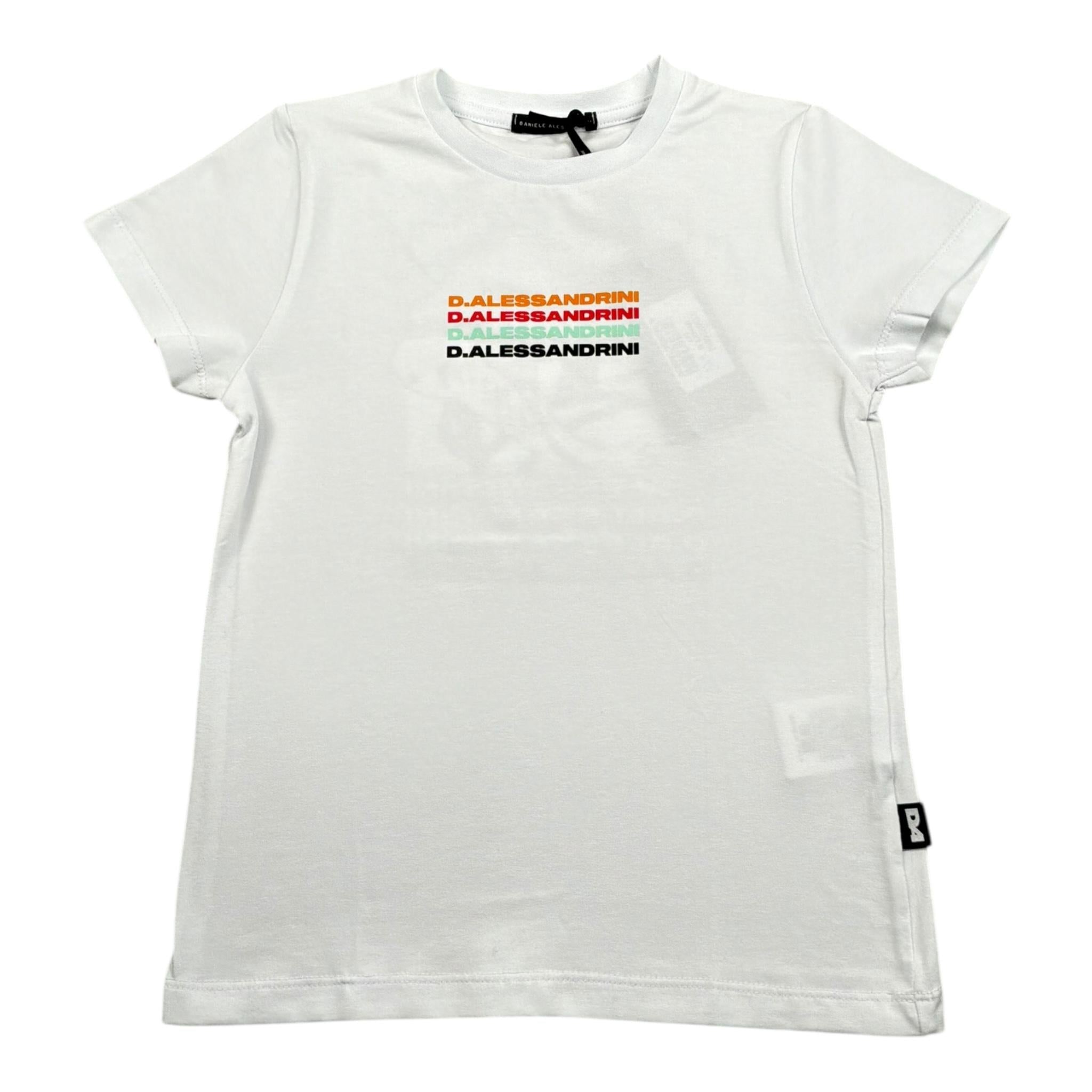 Dsquared2 T-Shirt Girocollo Tinta Unita con Stampa Logo per Bambino 1236M00063 BIANCO DSQUARED2 