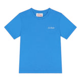 Saint Barth T-Shirt Girocollo Tinta Unita con Logo per Bambino DOVERLJR COBALTO SAINT BARTH 
